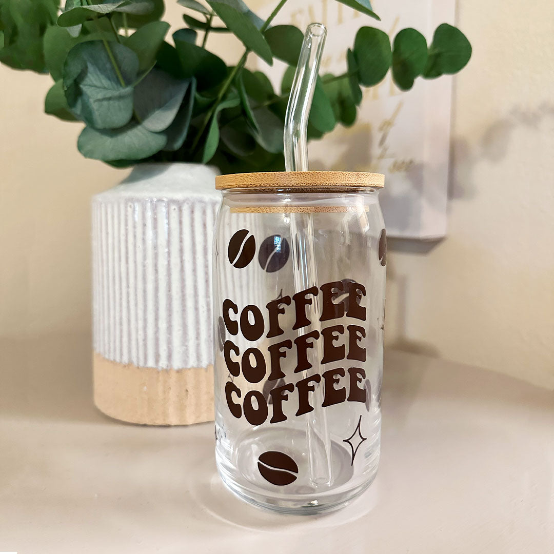 Coffee Beans 16 oz. Glass Cup