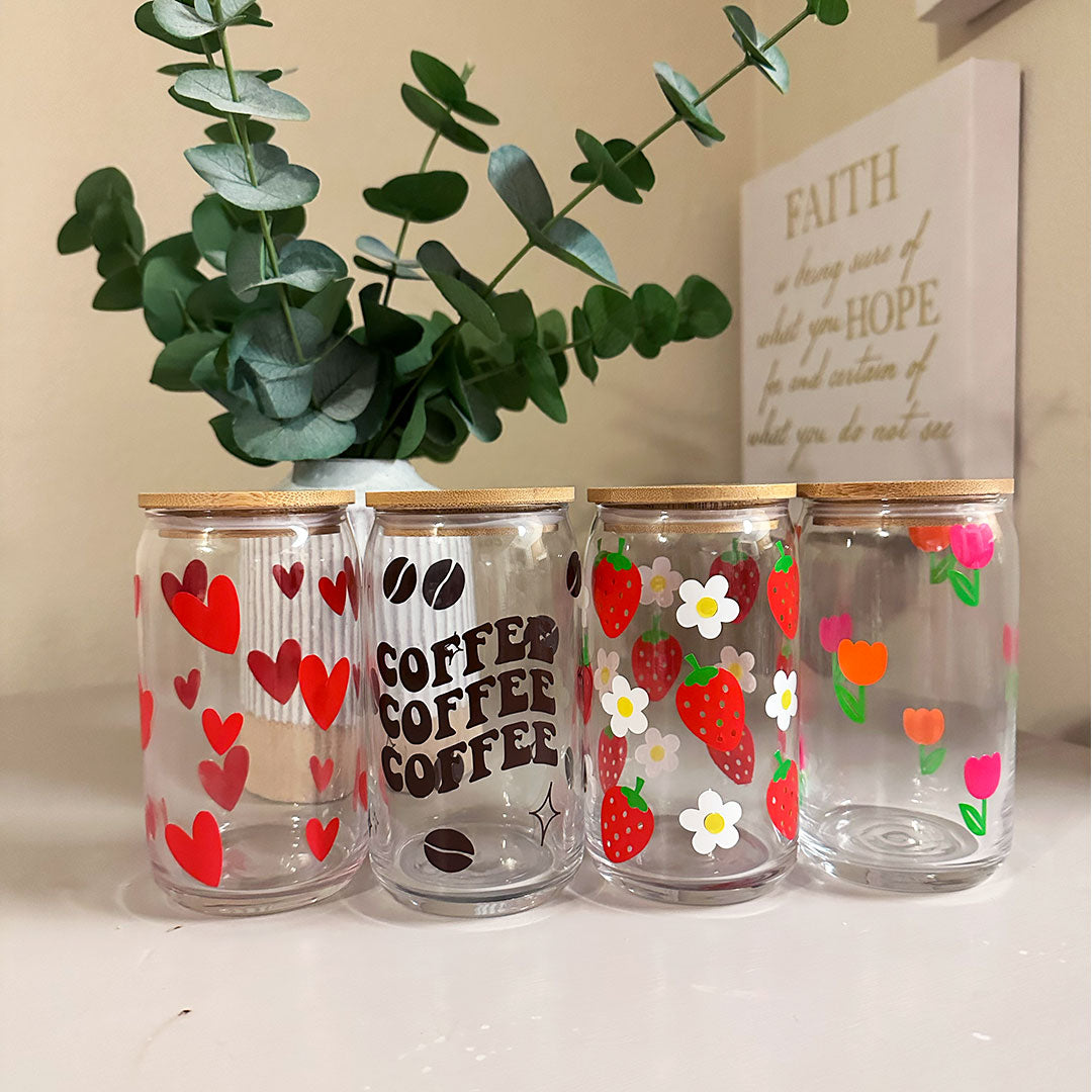 Coffee Beans 16 oz. Glass Cup