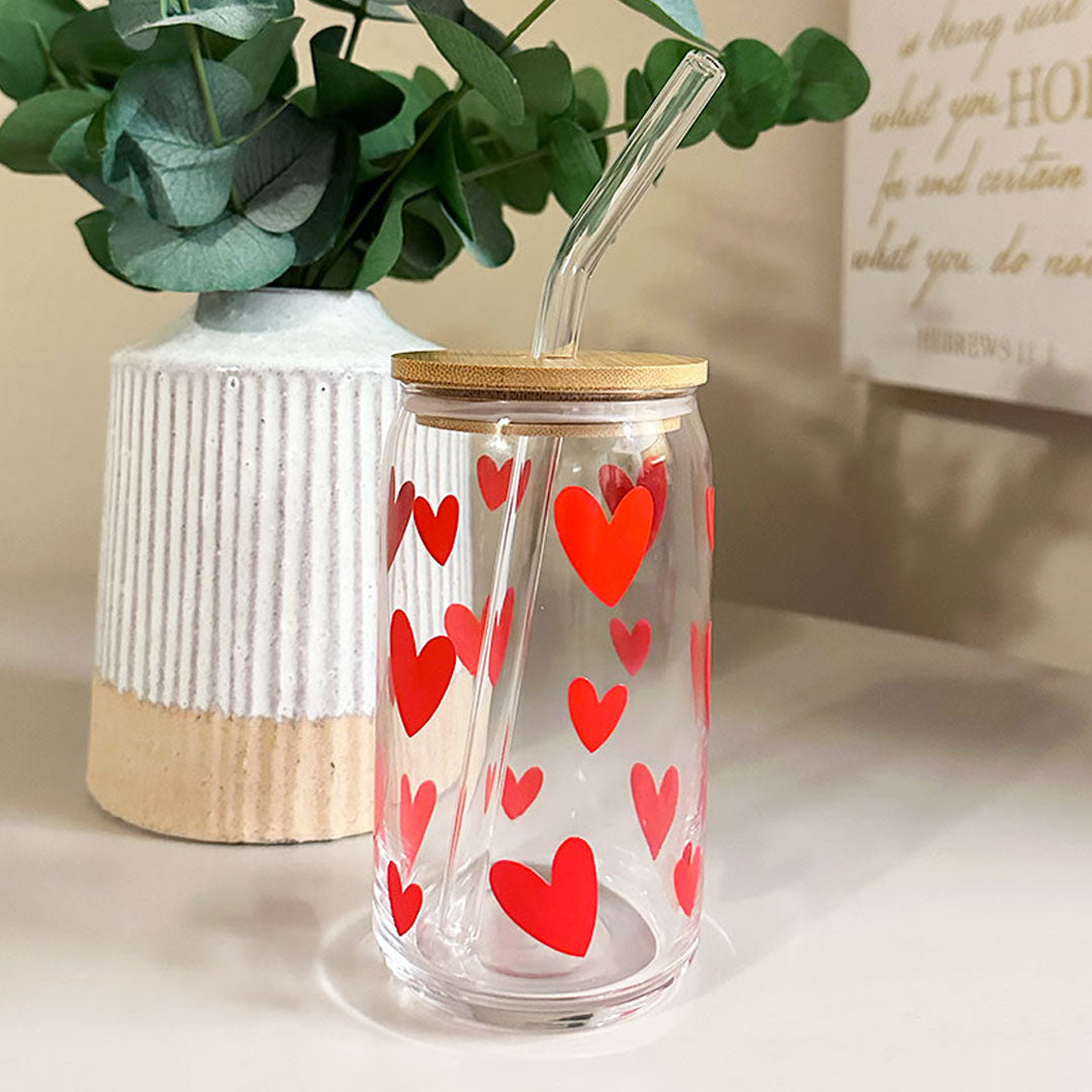 Hearts 16 oz. Glass Cup